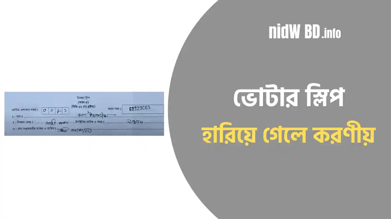 ভোটার স্লিপ হারিয়ে গেলে করণীয়