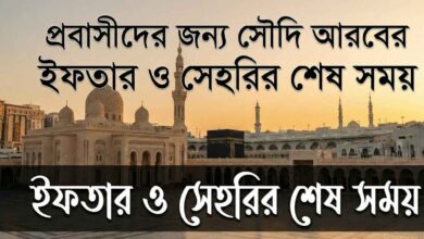 প্রবাসীদের জন্য সৌদি আরবের ইফতার ও সেহরির শেষ সময়